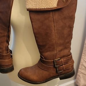 Brown knee high boots